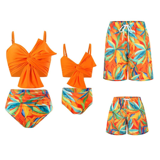 Orange Tropical Matching Family Swimsuit