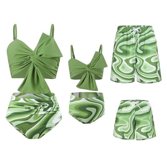 Eco green family matching swimsuit